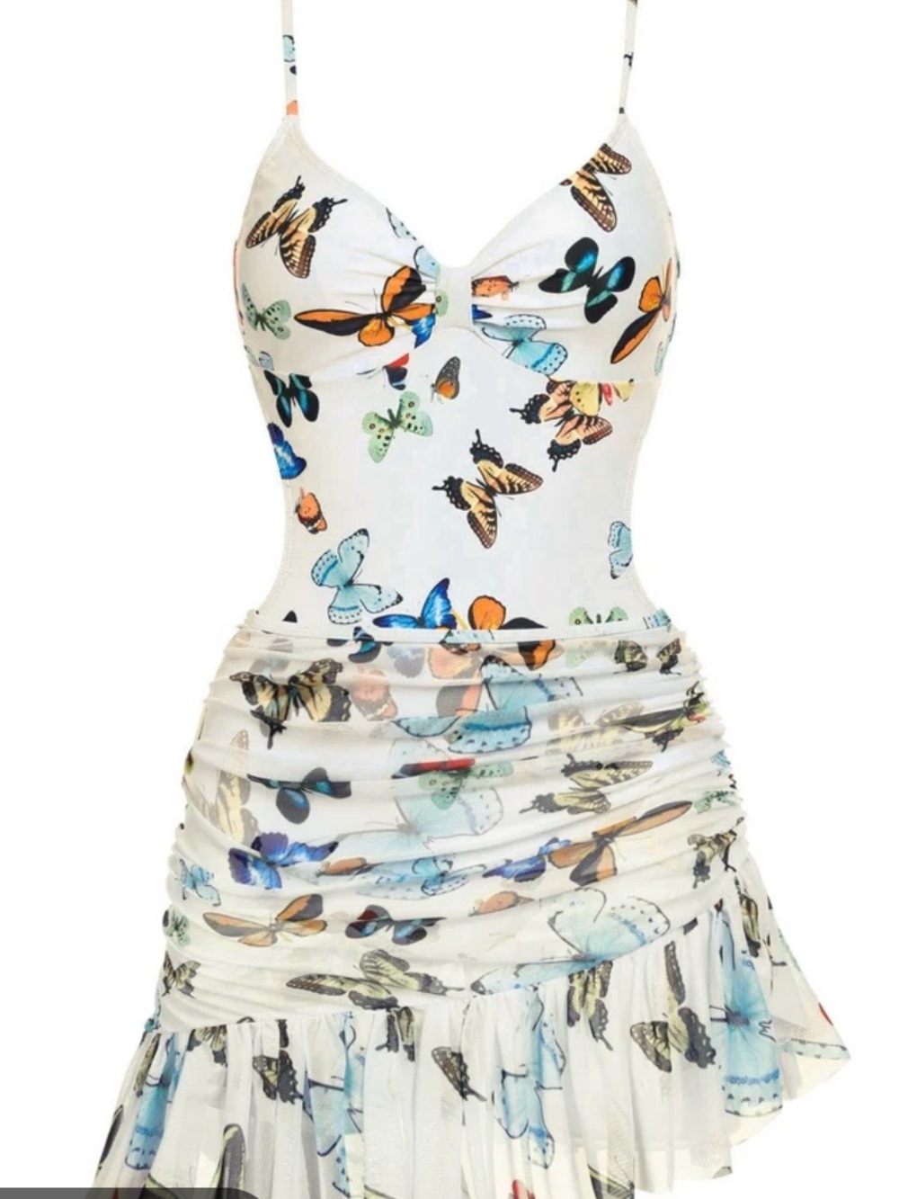 Retro stage One peice back out bathing suit with skirt.  Never worn